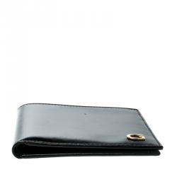 Gucci Black Glossy Leather Logo Bifold Wallet