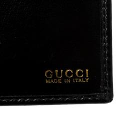 Gucci Black Glossy Leather Logo Bifold Wallet