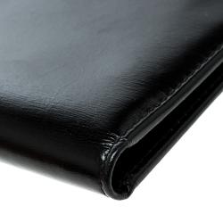 Gucci Black Glossy Leather Logo Bifold Wallet