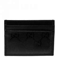 Gucci Black GG Imprime Canvas and Leather Card Holder 