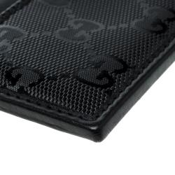 Gucci Black GG Imprime Canvas and Leather Card Holder 