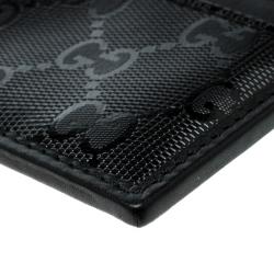 Gucci Black GG Imprime Canvas and Leather Card Holder 