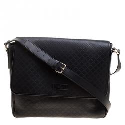 Gucci Black Diamante Leather Hilary Messenger Bag