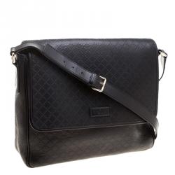 Gucci Black Diamante Leather Hilary Messenger Bag