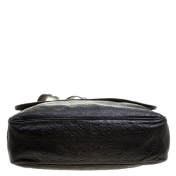 Gucci Black Guccissima Leather Messenger Bag