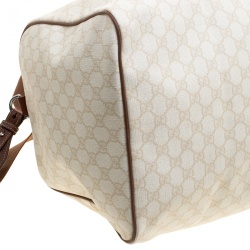 Gucci Light Beige GG Supreme Canvas Web Duffle Bag