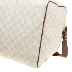 Gucci Light Beige GG Supreme Canvas Web Duffle Bag