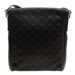 Gucci Black Guccissima Leather Messenger Bag