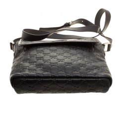 Gucci Black Guccissima Leather Messenger Bag