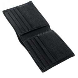 Gucci Black Leather Ace Web Interlocking GG Bifold Wallet