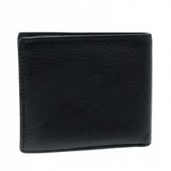 Gucci Black Leather Ace Web Interlocking GG Bifold Wallet