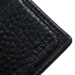 Gucci Black Leather Ace Web Interlocking GG Bifold Wallet