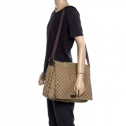 Gucci Beige GG Canvas large Messenger Bag