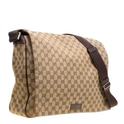 Gucci Beige GG Canvas large Messenger Bag