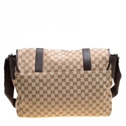Gucci Beige/Ebony GG Canvas Large Messenger Bag