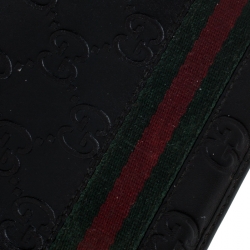 Gucci Black Guccissima Leather Web Bifold Wallet