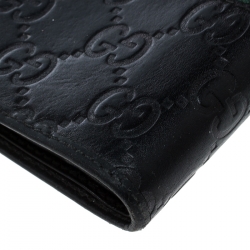 Gucci Black Guccissima Leather Web Bifold Wallet