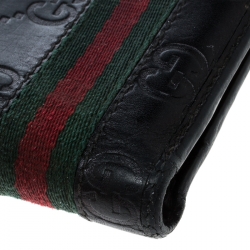 Gucci Black Guccissima Leather Web Bifold Wallet