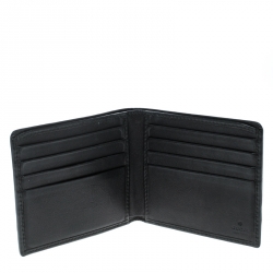 Pre Owned Gucci Black Guccissima Leather Web Bifold Wallet