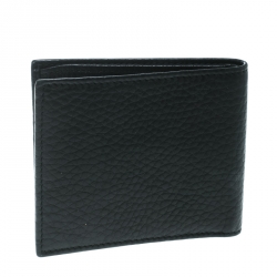 Gucci Black Leather Ace Web Interlocking GG Bifold Wallet