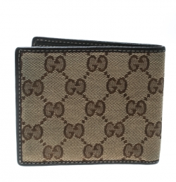 Gucci Beige/Brown GG Canvas and Leather Bifold Wallet