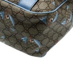 Gucci Beige/Blue GG Supreme Canvas Zoo Birds Messenger Bag