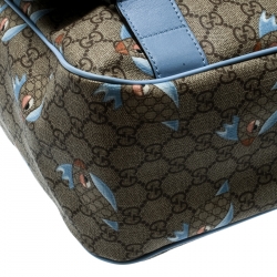 Gucci Beige/Blue GG Supreme Canvas Zoo Birds Messenger Bag