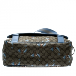 Gucci Beige/Blue GG Supreme Canvas Zoo Birds Messenger Bag