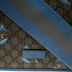 Gucci Beige/Blue GG Supreme Canvas Zoo Birds Messenger Bag