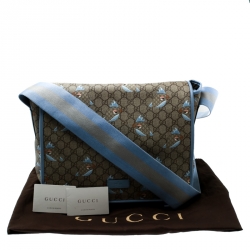 Gucci Beige/Blue GG Supreme Canvas Zoo Birds Messenger Bag