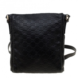 Gucci Black Guccissima Leather Messenger Bag