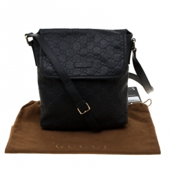 Gucci Black Guccissima Leather Messenger Bag