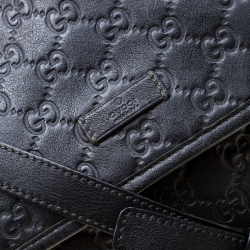 Gucci Black Guccissima Leather Messenger Bag