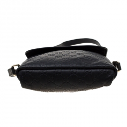 Gucci Black Guccissima Leather Messenger Bag