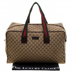Gucci Beige/Ebony GG Canvas Carryall Duffle Bag