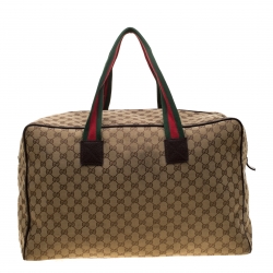 Gucci Beige/Ebony GG Canvas Carryall Duffle Bag