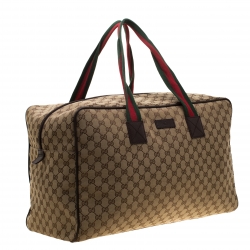 Gucci Beige/Ebony GG Canvas Carryall Duffle Bag