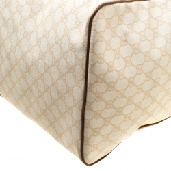 Gucci Light Beige GG Supreme Canvas Web Duffle Bag