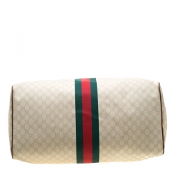 Gucci Light Beige GG Supreme Canvas Web Duffle Bag