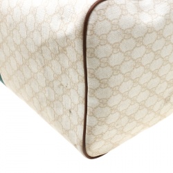 Gucci Light Beige GG Supreme Coated Canvas Web Duffle Bag
