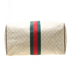 Gucci Light Beige GG Supreme Coated Canvas Web Duffle Bag