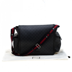 Gucci Black GG Supreme Canvas Web Diaper Bag
