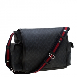 Gucci Black GG Supreme Canvas Web Diaper Bag