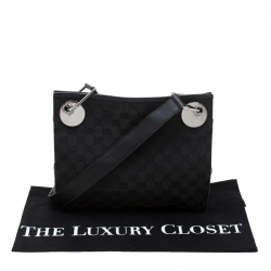 Gucci Black GG Canvas and Leather Messenger Bag