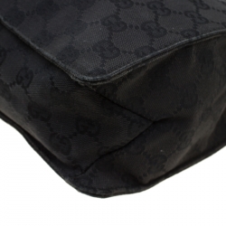 Gucci Black GG Canvas and Leather Messenger Bag
