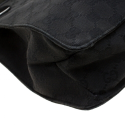 Gucci Black GG Canvas and Leather Messenger Bag