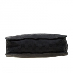 Gucci Black GG Canvas and Leather Messenger Bag
