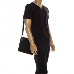 Gucci Black GG Canvas and Leather Messenger Bag