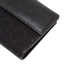 Gucci Dark Brown GG Canvas and Leather Compact Wallet
