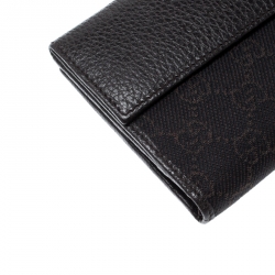 Gucci Dark Brown GG Canvas and Leather Compact Wallet